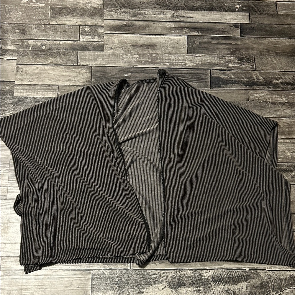 Black and Gray Striped Open Cardigan